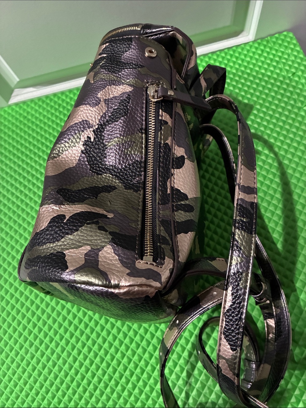 GUESS Camo Mini Backpack in Green and Black - Picture 3 of 5